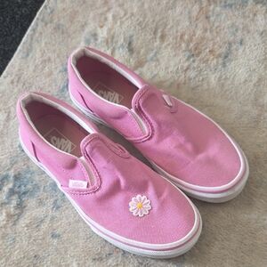 Vans Pink Canvas Slip-Ons with Floral Detail
